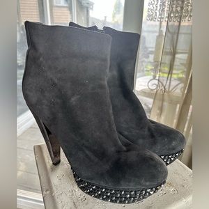 Sam Edelman size 8 platform bootie with studs and jewels. Dark Grey worn once.